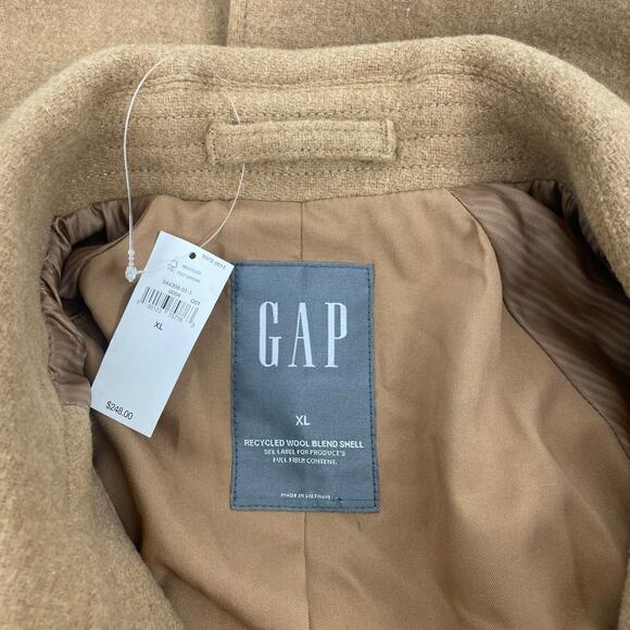 Gap Oversized Wool Blend Single Breasted Long Top Coat Camel Tan Size XL - Picture 11 of 13